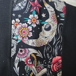 Two Pairs. Torrid Active Black Leggings with Floral Skull Pattern